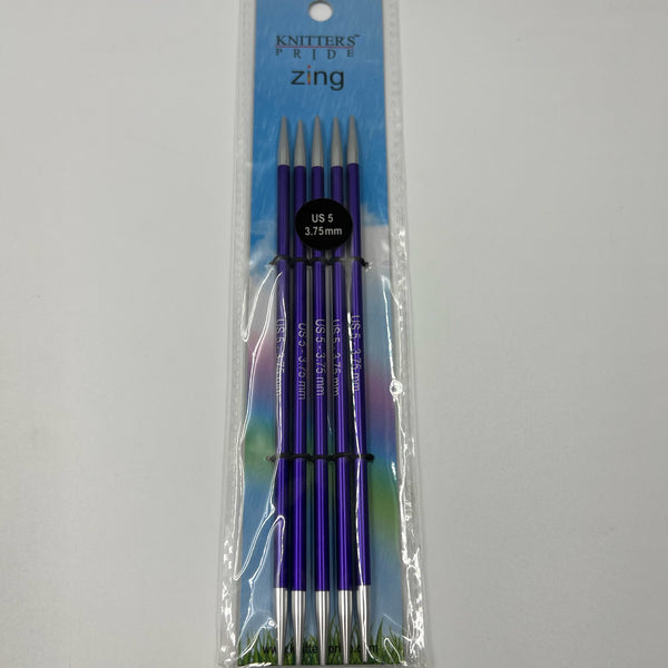 Knitter's Pride Zing 8 inch (20 cm) Double Point Knitting Needles